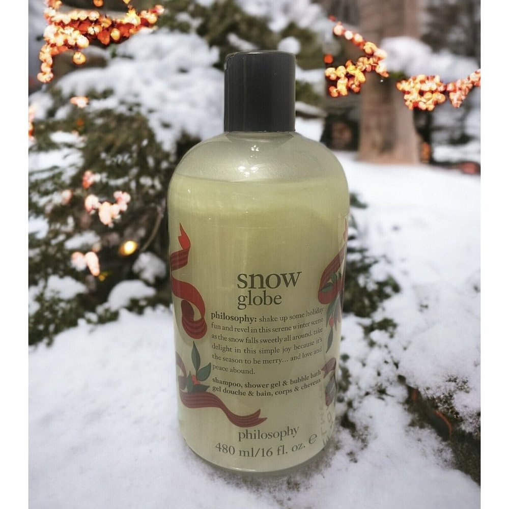 *PHILOSOPHY Holiday SNOW GLOBE Shampoo Shower Gel & Bubble Bath 16oz Retail $24